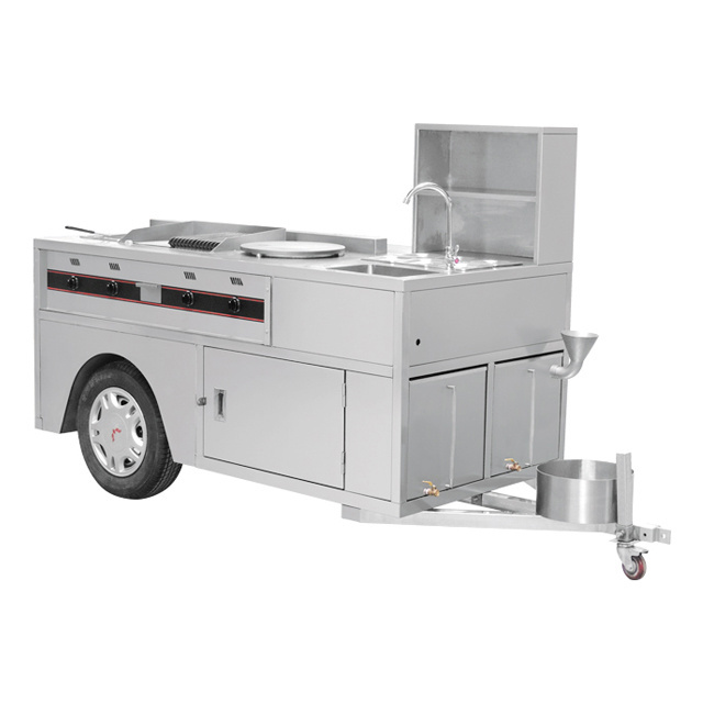 Stainless steel snack food hot dog cart with umbrella for sale BN-630