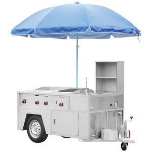 Stainless steel snack food hot dog cart with umbrella for sale BN-630