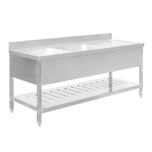 Restaurant Stainless Steel 304 Triple Sink Industrial Triple Sink With Under Shelf