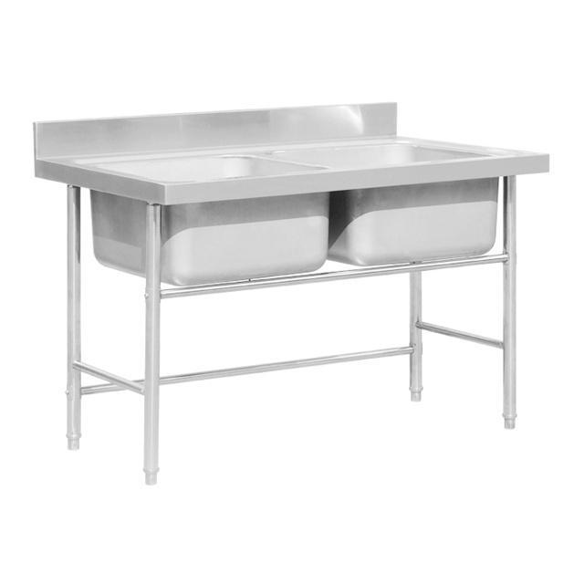 Restaurant Stainless Steel 304 Triple Sink Industrial Triple Sink With Under Shelf