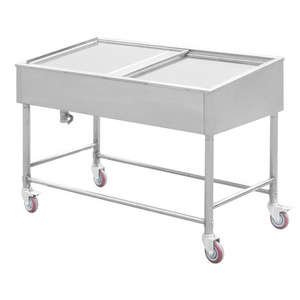 Supermarket Stainless Steel  Sea Food Display Table  Cold Fish Seafood Showcase Work Table With Glass Cover