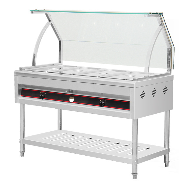 Table Top  Restaurant Bain Marie Food Warmer Display With Glass Door & Cover