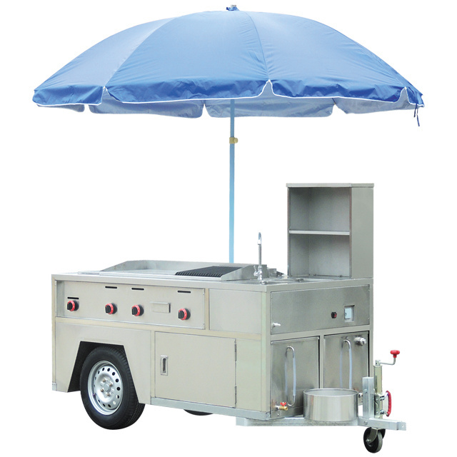 Commercial Stainless Steel Movable Hot Dog Cart Snack Hot Dog Cart Food Cart  For Sale