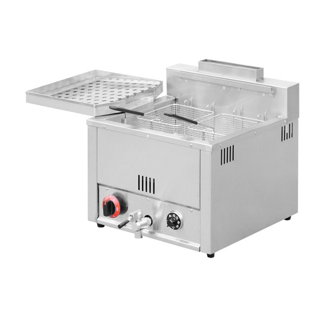 36L Commercial Industrial Table Top Dual Tank Lpg Deep Gas Fryer Potato Chips Fryer Donut Fryer With Basket & Lid