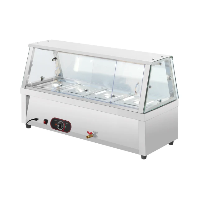 Table Top  Restaurant Bain Marie Food Warmer Display With Glass Door & Cover