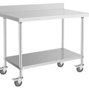 Commercial Kitchen Equipment Stainless Steel Tables Food Prep Console Table Stainless Steel Console Table With Wheels