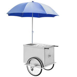 Hot Sales Commercial Stainless Steel Hand Push Street Hot Dog Cart Food Vending Cart