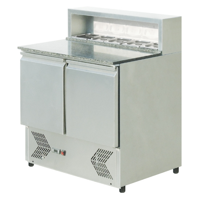 Pizza House 2 Doors Fan Cooling Pizza Prep Station /Pizza Refrigerated Table BN-PZ15R2