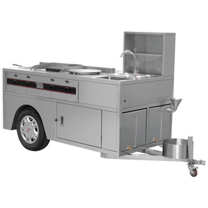 Factory Wholesale Stainless Steel Mobile Food Carts / Gas Customized Crepe Snack Fryer Food Trucks / Outdoor BBQ Fast Food Kiosk