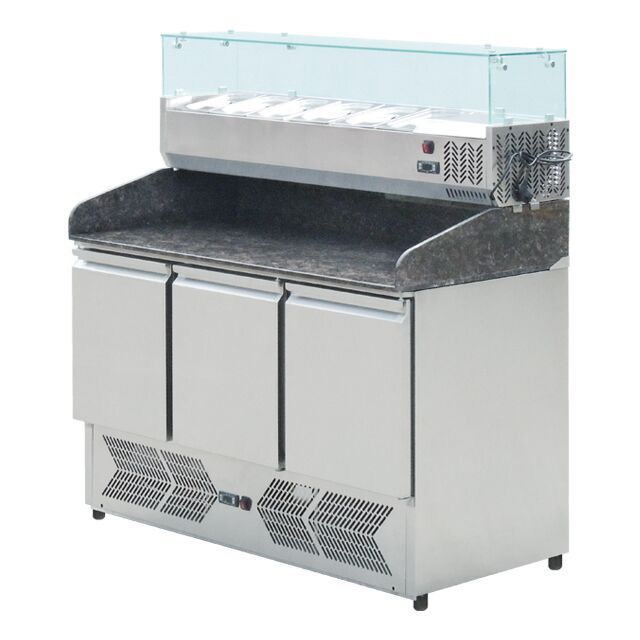 Pizza House 2 Doors Fan Cooling Pizza Prep Station /Pizza Refrigerated Table BN-PZ15R2