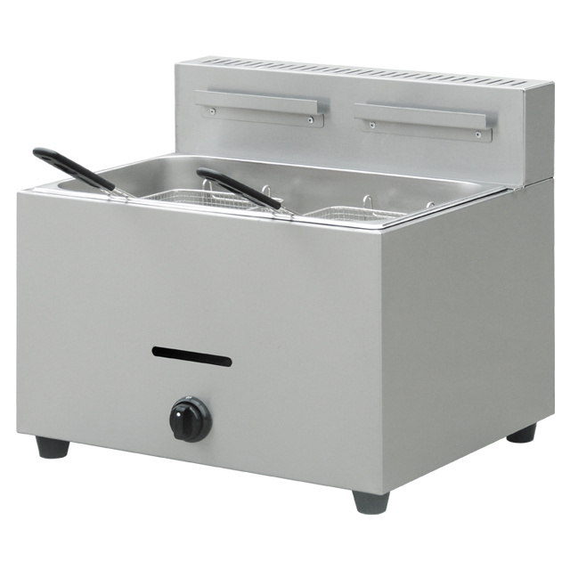 Double Tanks Counter Top Stainless Steel Commercial Gas Potato Chips Fryer