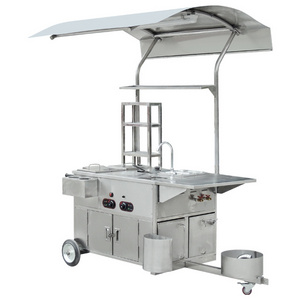 Best Seller  Stainless Steel Commercial Outdoor Fryer Snack Fast Food Cart / Vending Cart