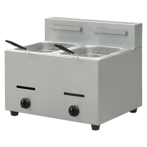 Double Tanks Counter Top Stainless Steel Commercial Gas Potato Chips Fryer