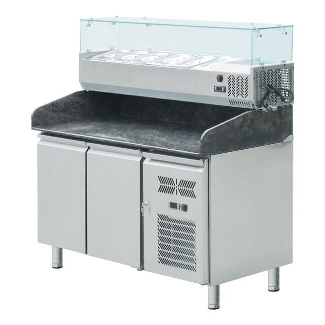 Pizza House 2 Doors Fan Cooling Pizza Prep Station /Pizza Refrigerated Table BN-PZ15R2