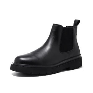 New Arrivals Fashion Men's Genuine Round Toe Leather Boots Slip-On High Ankles Work Boots Leather For Men