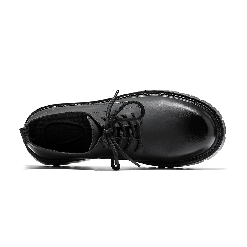 British Stylish Men Work Black Leather Boots Shoes Platform Patent Casual Man Loafers With Lace