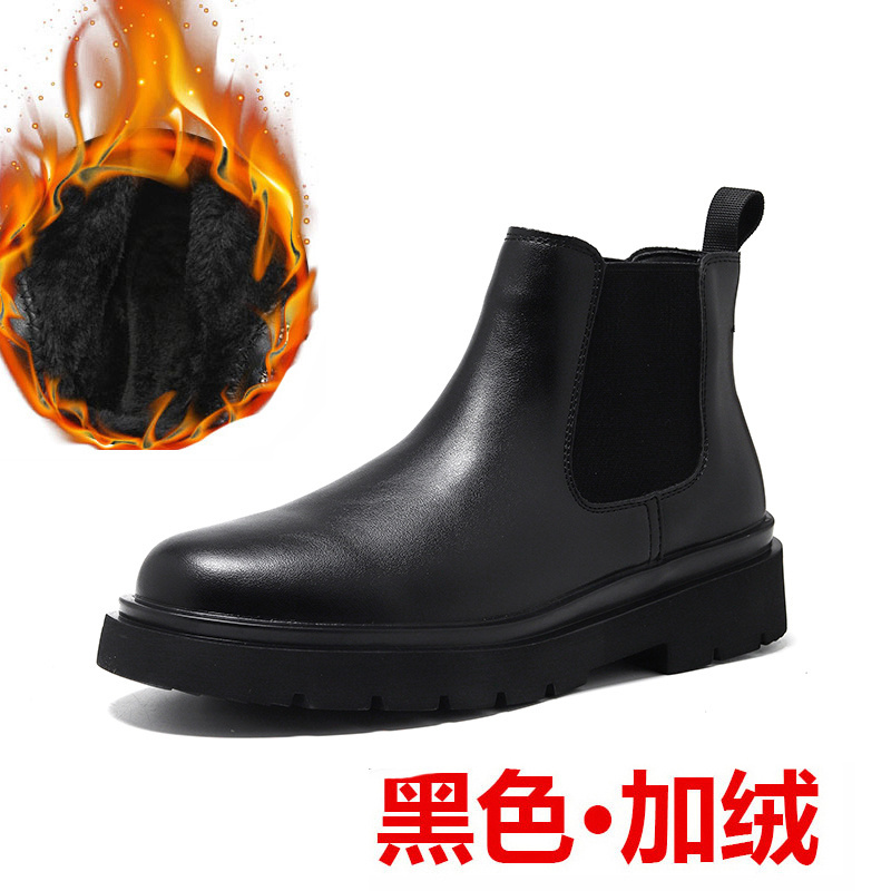 New Arrivals Fashion Men's Genuine Round Toe Leather Boots Slip-On High Ankles Work Boots Leather For Men