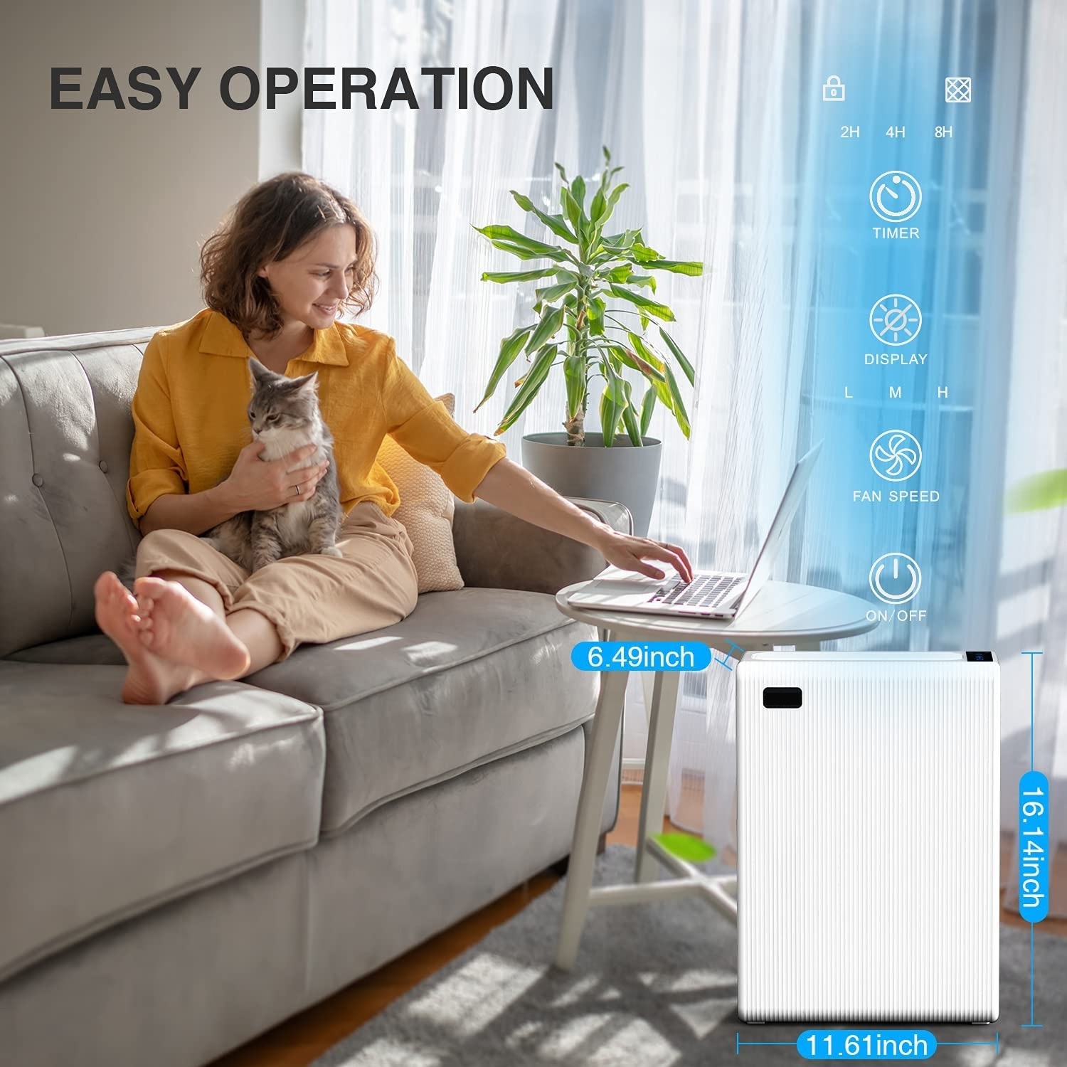 Wholesale indoor wall mount large air purification Pet Air Purifier room portable 3 in 1 home with hepa  filter uv air cleaner