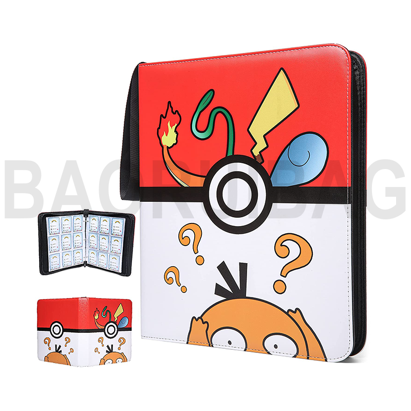 400 Pockets Pu Leather Trading Card Binder Game Card Collector Side Loading Pocket Binder For Game Card