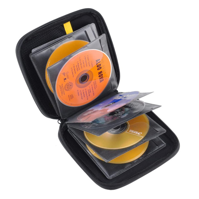 Portable 32 Capacity DVD CD Case Round Storage bag VCD Wallet Organizer Hard EVA Case