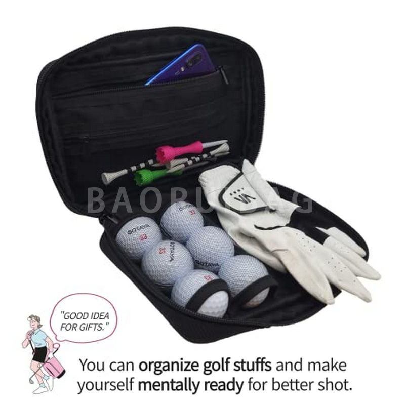 Carrying Eva Case Golf Ball Pouch Golf Tees and Divot Repair Tool Holder Nylon Golf Bag for 4 6 balls