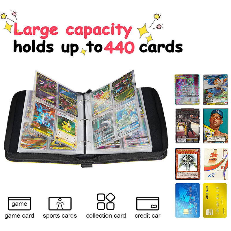 Game Cards Binder 9-pocket 720 Trading Card Binder,Fit 720 Cards With 40 Sleeves Included,Card Collector Album Holder