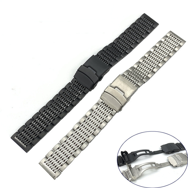 Factory Supply 20mm 22mm Bead of Rice Stainless Steel Watch Strap Band fit for SKX007 Diver Watch Band