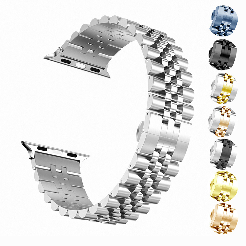 Suitable Metal Band for Apple Watch Strap iwatch5/6/7 SE Solid Stainless Steel New 5-Beads Strap Apple Watch Strap