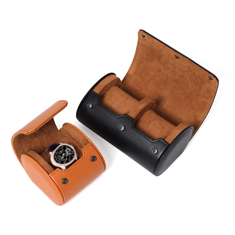 Custom LOGO Handmade Vintage Genuine Leather 3 Slot Travel Watch Roll Case Gift Watches Storage Packaging Box