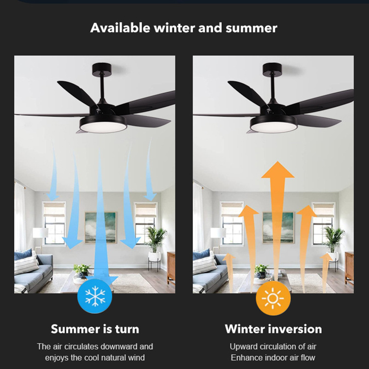 Factory Direct Sale Simple Modern Lighting 52 Inch Led Ceiling Fan  With Light And Remote Control