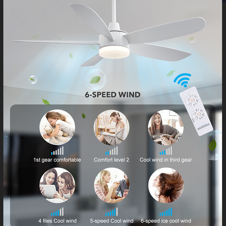 Factory Direct Sale Simple Modern Lighting 52 Inch Led Ceiling Fan  With Light And Remote Control