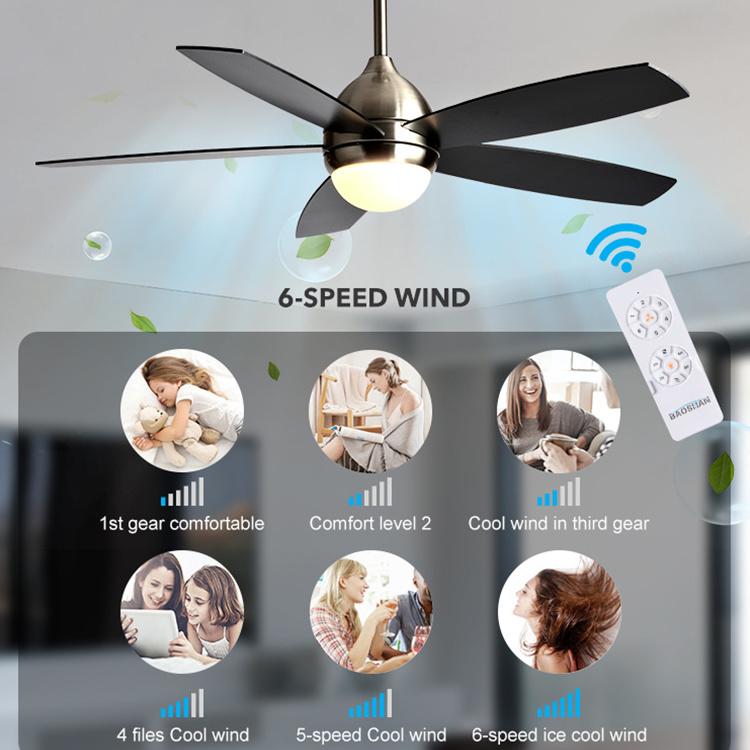 Nordic Style Household Lighting Mute Decorative Modern Led Remote Control Ceiling Fan With Light