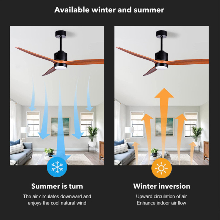 Nordic Style Wooden Blade Indoor Living Room 42 Inch Modern Led Remote Control Ceiling Fan Lamp