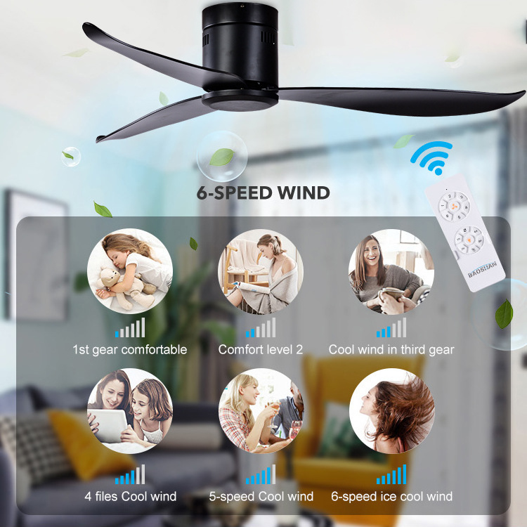 Retro Design Indoor Home Decoration 48 Inch 52 Inch Mute DC Motor Modern Silent Bldc Ceiling Fan With Remote Control