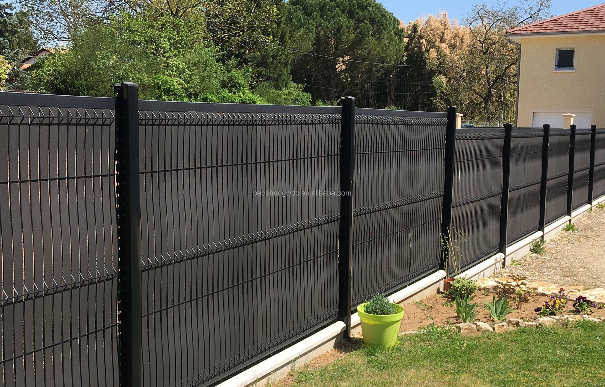 Security Louver Fence and Gate for Outdoor Spaces Easy-to-Assemble WPC with Powder Coating Vinyl Plastic for Pool Usage