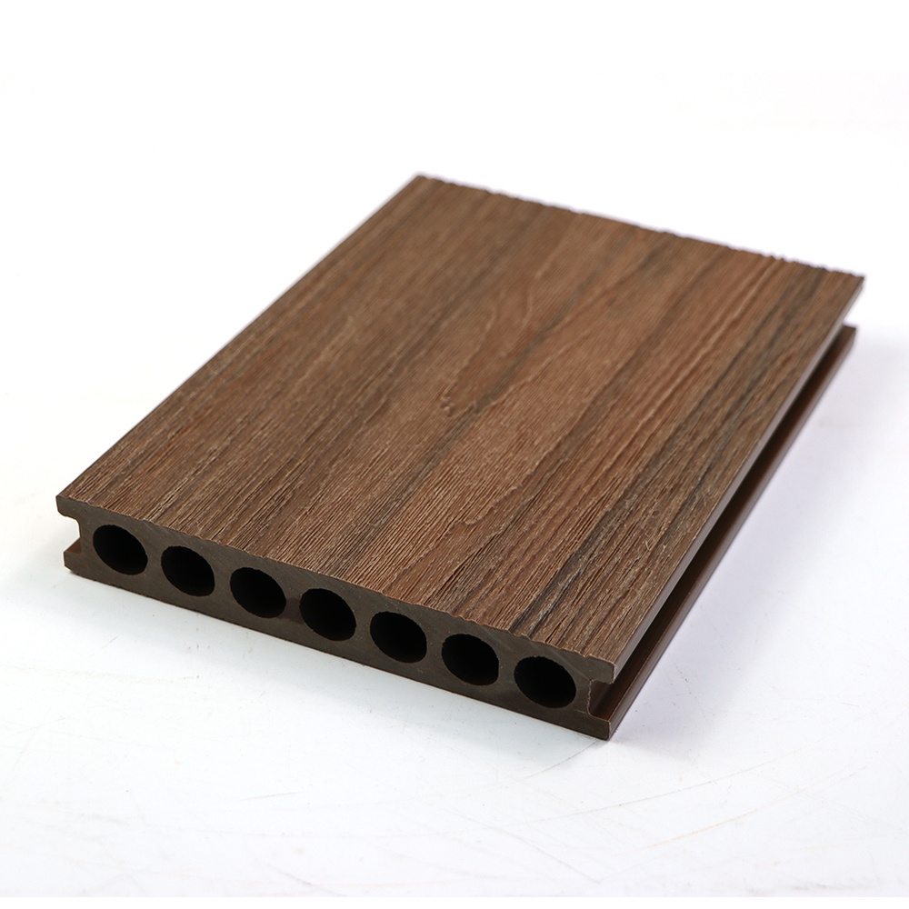 New Water-Resistant Artificial Hollow Composite Decking 18mm WPC Waterproof Co-Extruded Wood Easy Install Anti-Slip Brushed