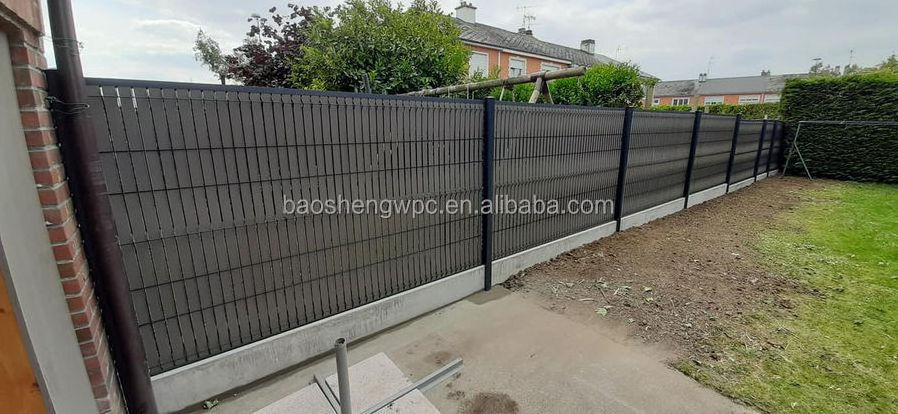 Security Louver Fence and Gate for Outdoor Spaces Easy-to-Assemble WPC with Powder Coating Vinyl Plastic for Pool Usage