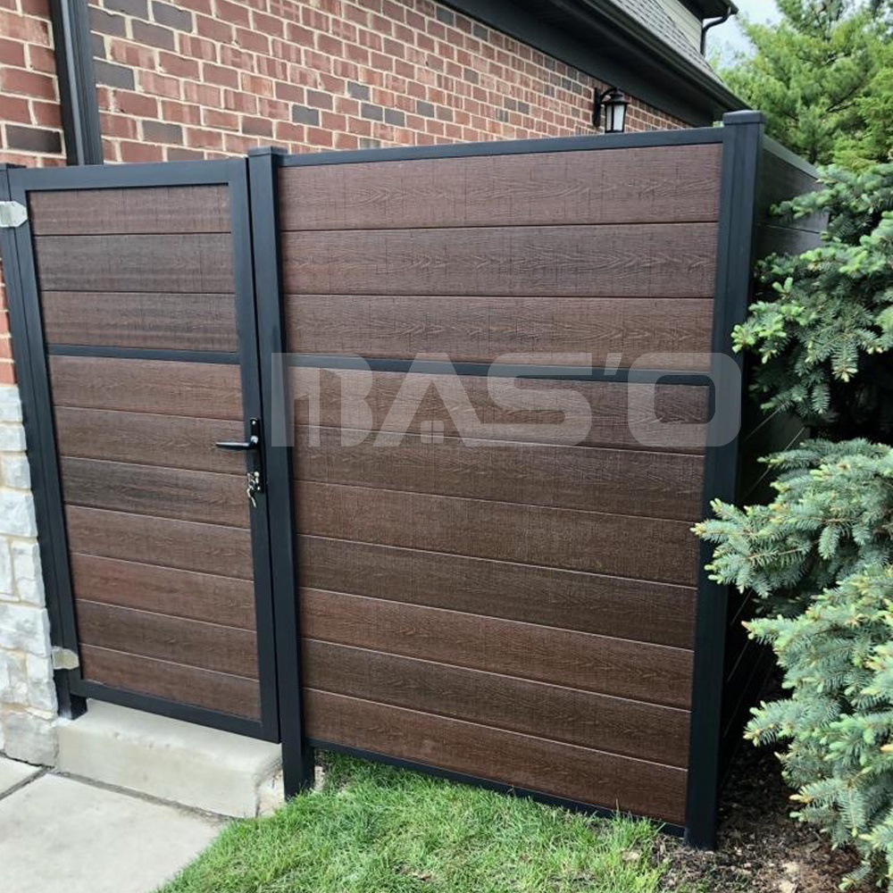 Wholesale WPC Fence Panels with Aluminium Post Cheap Metal Garden Fencing for Patio Park Gate Pool Horses HDPE Frame Material