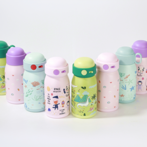 2023 cartoon custom bpa free cute sublimation insulated stainless steel school kids water bottle with straw