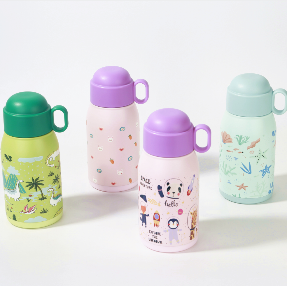 2023 cartoon custom bpa free cute sublimation insulated stainless steel school kids water bottle with straw