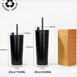 24/28oz Leak Proof Simple Custom Coffee Skinny Double Wall Cup Insulated Stainless Steel Wholesale Bulk Tumbler with Lid Straw