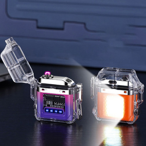 New Outdoor waterproof lighter transparent case usb dual arc lighter