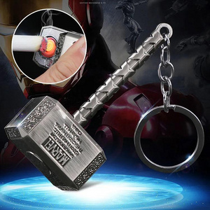 Wholesale Mini Thor's Hammer Electric Lighter Creative Hand-made Keychain Jewelry Hammer Cigarette Lighter