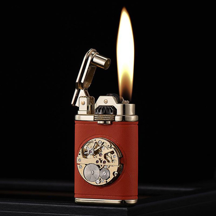 creative leather classic metal kerosene lighter Retro cigarette oil lighter for gift