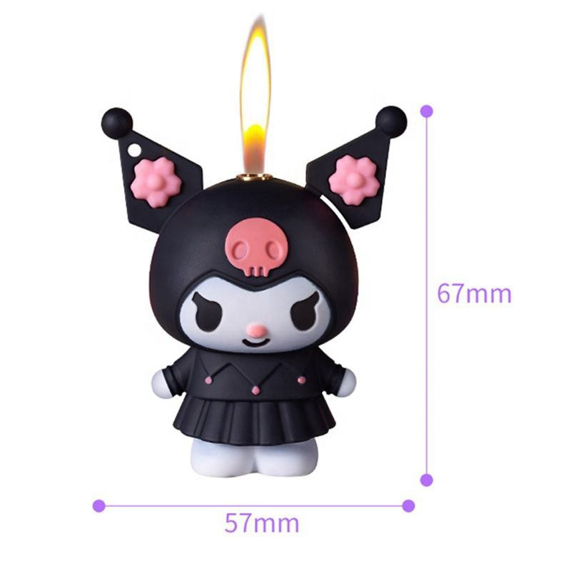 New Cute Kuromi Lighter Torch Lighter With Pink Flame Kawaii Lighters For Girl Friends Gifts