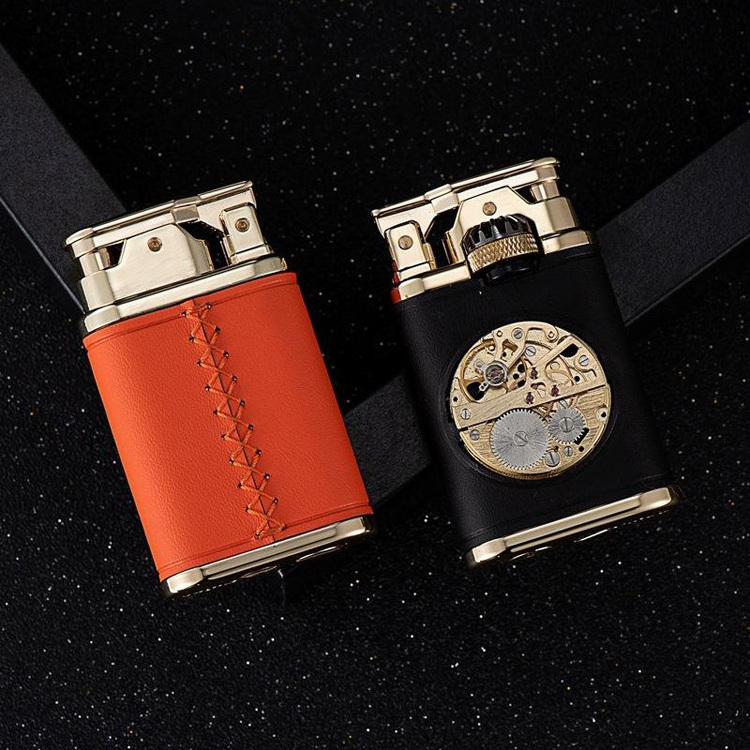 creative leather classic metal kerosene lighter Retro cigarette oil lighter for gift