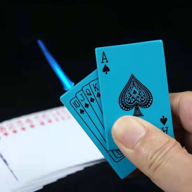 Wholesale noctilucent creative poker spade windproof lighter metal direct injection gas lighter