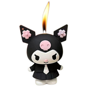 2023 Wholesale Cartoon Doll Kuromi Lighter Open Flame Gas Lighter Cute Lighter for Girls Gift