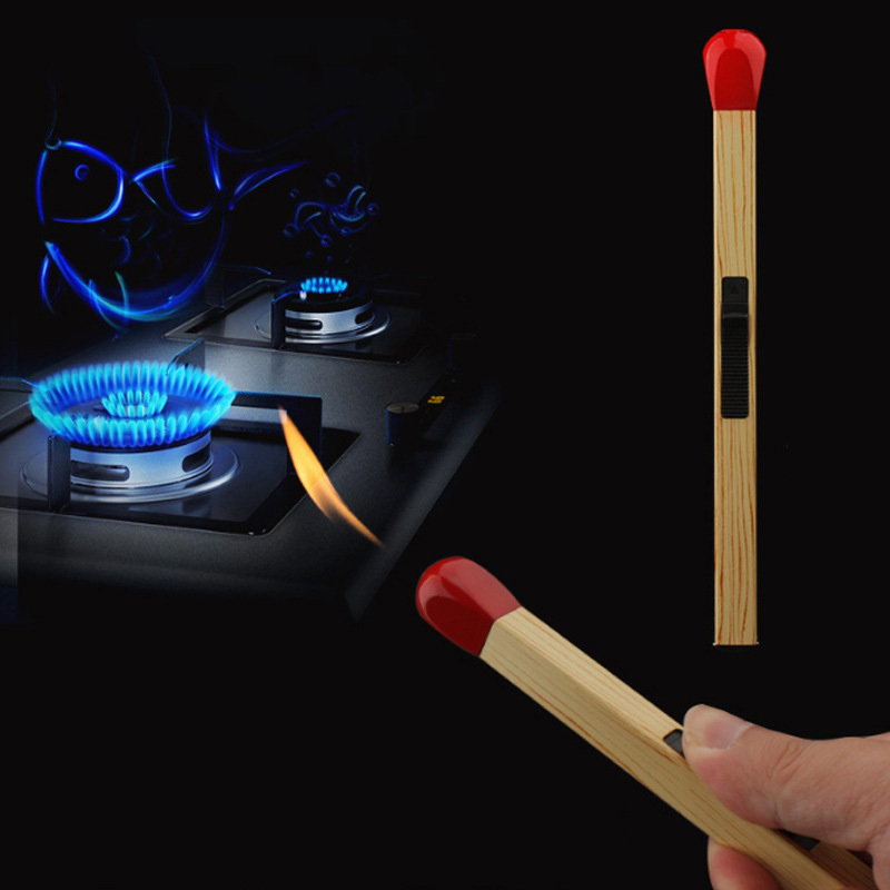 Hot Sale Matchstick wood grain luminous candle lighter Kitchen butane gas torch lighter