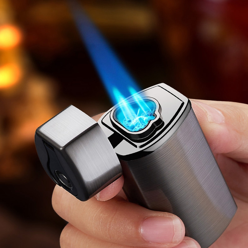 High quality Zinc Alloy 3 Jet Flame Gas Torch Lighter with USB Rechargeable Butane Triple Jet Flame Torch Cigar Lighter